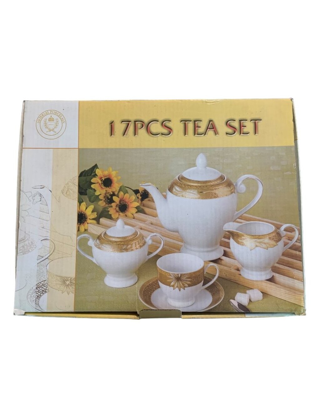Germany Imperial Porcelain 17 Pcs Tea Set Gold & White In Original Box
